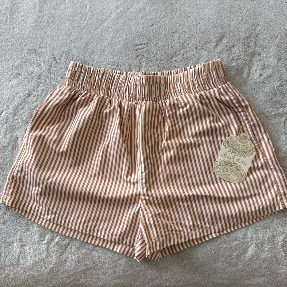 Altar’d State Tan and White Striped Shorts